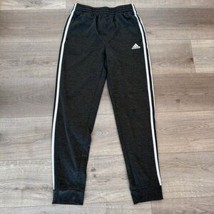 Adidas Kids Charcoal Joggers with White Stripes size Large